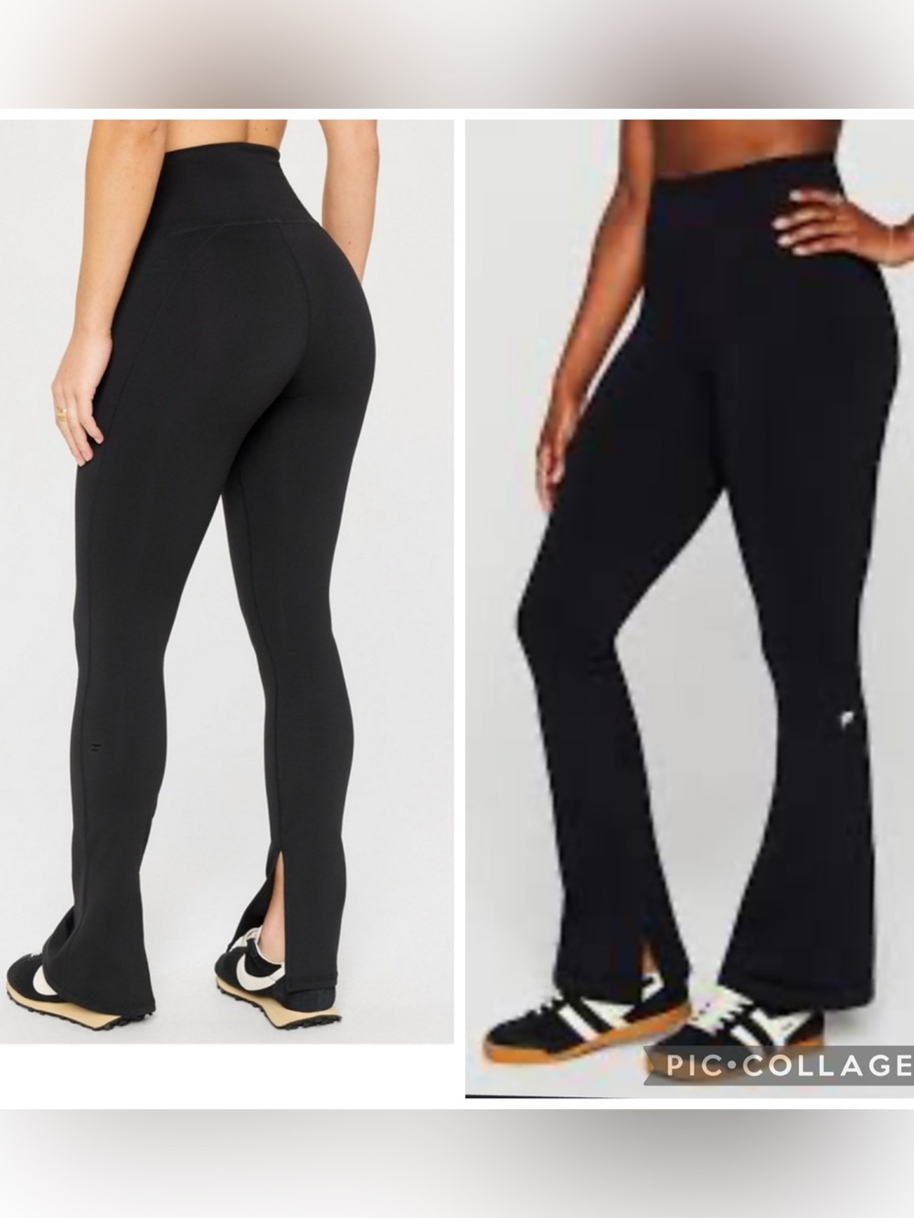 Fabletics Define PowerHold Split Hem Black High-Waist Flare Yoga Leggings